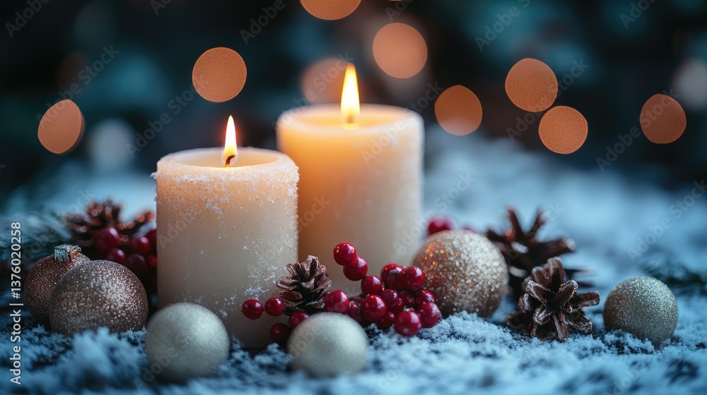 Christmas Candles and Decorations for Holiday and Festive Photography Christmas Candles and Decorations for Holiday and Festive Photography