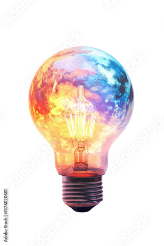 Isolated Colorful Cloud Effect Light Bulb