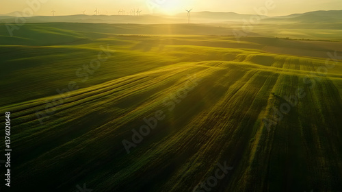 lined up along a mountain ridge generating clean energy with a breathtaking view 
