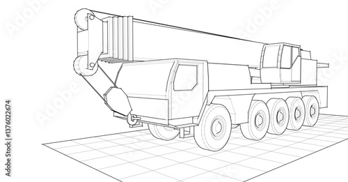 mobile crane sketch 3d illustration