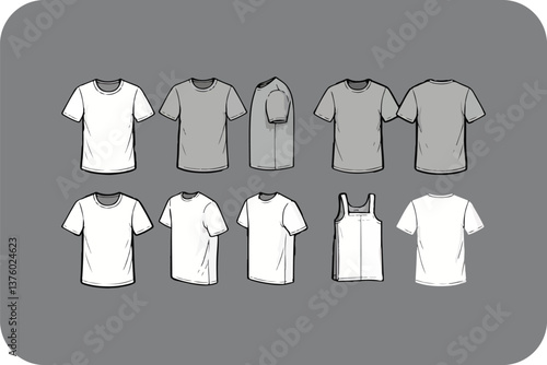 T-Shirt Design Showcase: Front, Back, and Side Views for Fashion Trends, Apparel Mockups, and Creative Clothing Concepts