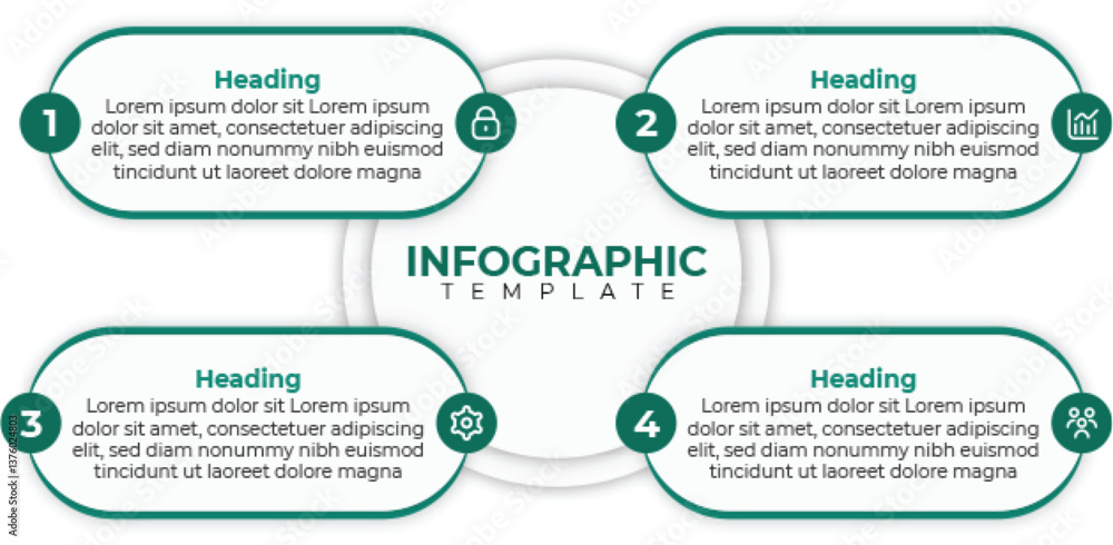 Fototapeta premium Vector infographic presentation design template with 4 step