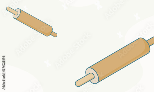 Two rolling pins in a minimalist, cartoon-like style, emphasizing simplicity and functionality