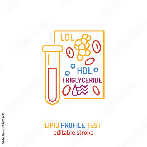 Lipid profile test icon. Outline pictogram with cholesterol components