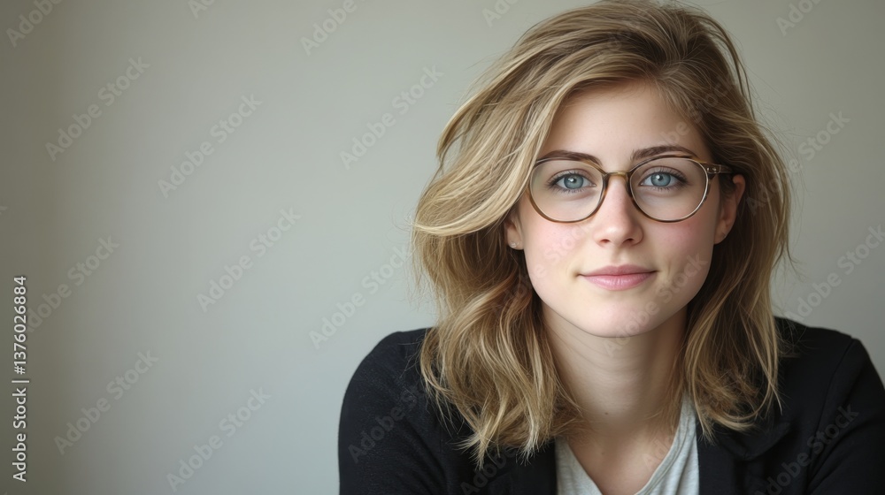 Confident Young Woman With Glasses, A Studio Portrait Exuding Style, Beauty, And Professionalism Confident Young Woman With Glasses, A Studio Portrait Exuding Style, Beauty, And Professionalism