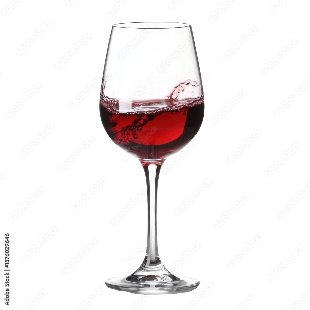 Red wine glass with swirling liquid for elegant dining experience on a transparent background, cut out Red wine glass with swirling liquid for elegant dining experience on a transparent background, cut out