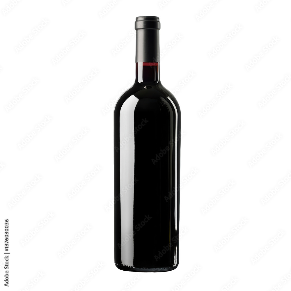 Elegant red wine bottle for dining and celebration experiences on a transparent background, cut out Elegant red wine bottle for dining and celebration experiences on a transparent background, cut out