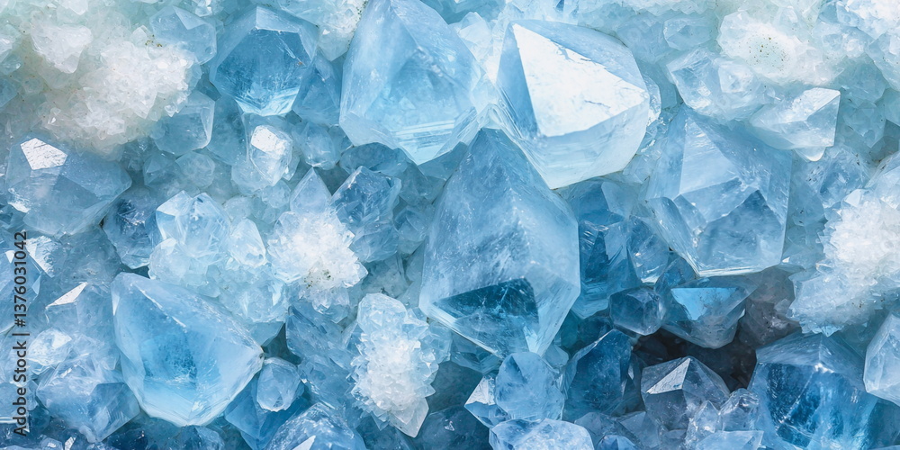 Blue Crystals Sparkling on a Natural Background Blue Crystals Sparkling on a Natural Background