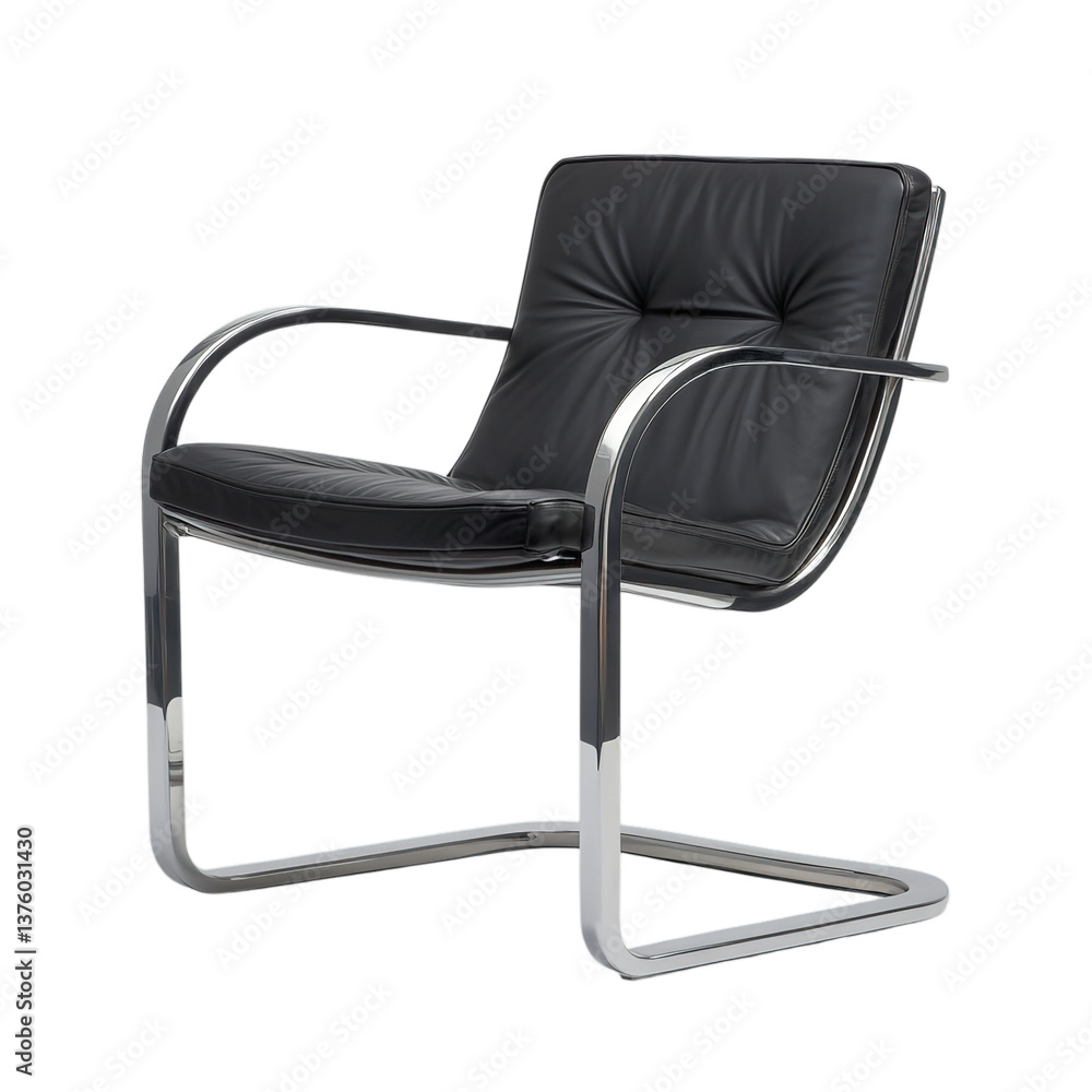 Rumba Chair with Black Leather and Chrome Frame PNG Image Rumba Chair with Black Leather and Chrome Frame PNG Image