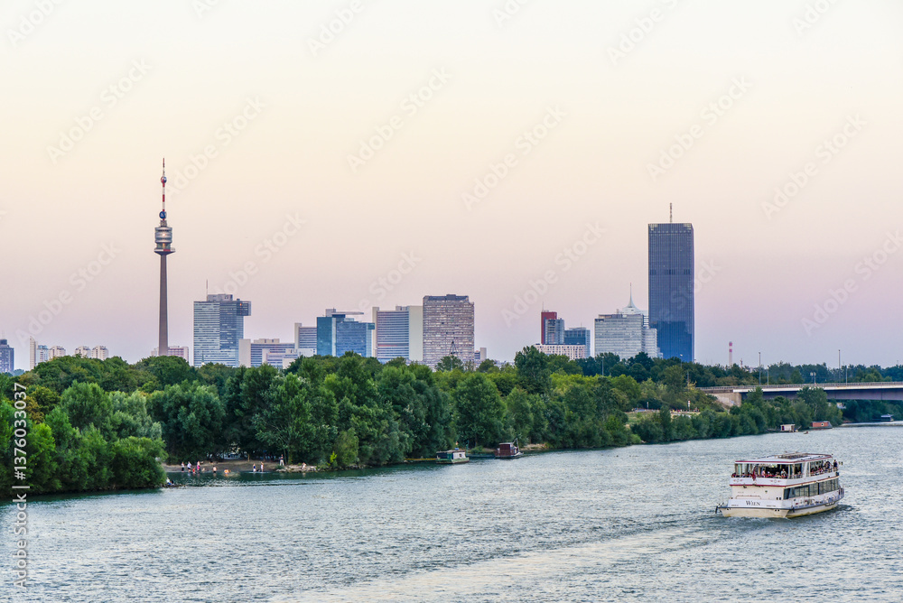 Danube city, river Danube, Vienna, Austria