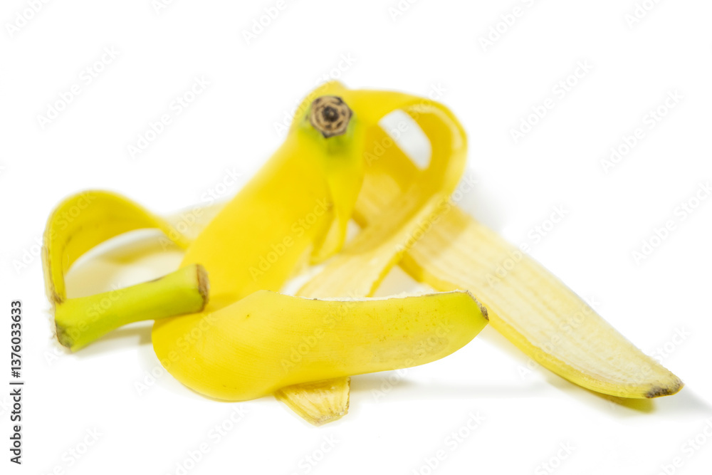 Yellow banana skin isolated