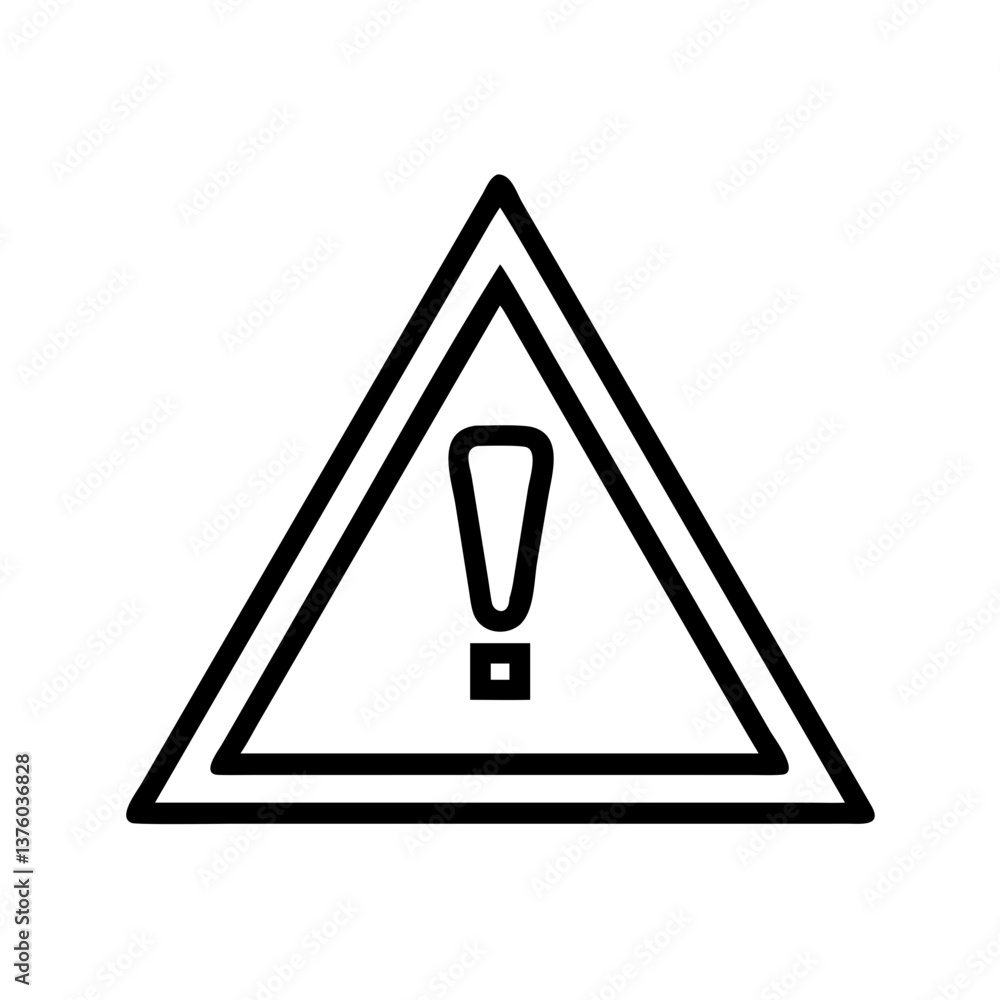 Warning sign with exclamation mark in triangle outline Warning sign with exclamation mark in triangle outline