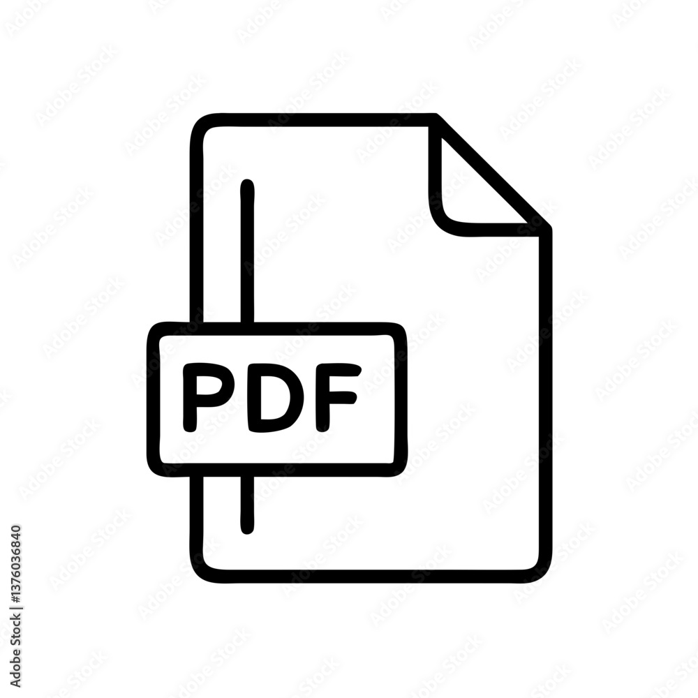 PDF document icon with clean lines and minimalistic design PDF document icon with clean lines and minimalistic design