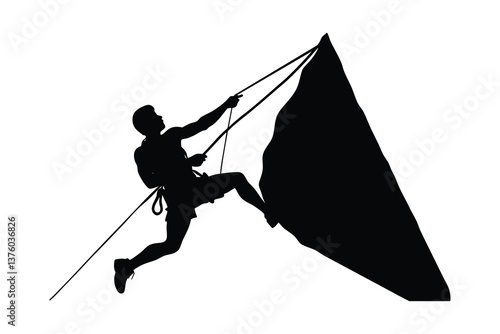 Hanging on the edge silhouette vector.