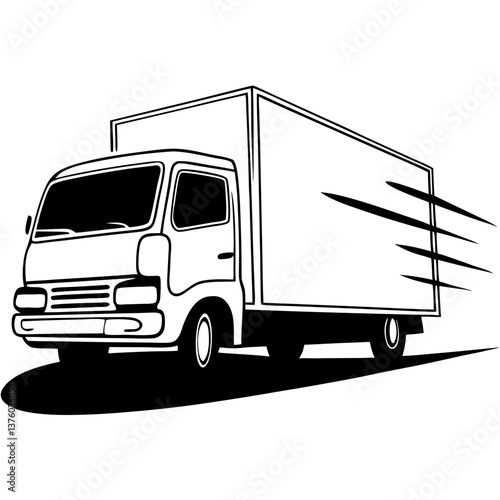 Delivery truck moving quickly in a dynamic style  