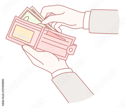 Hands Firmly Grasping An Open Wallet That Contains Both Cash And Various Credit Cards