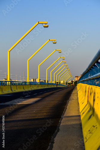 Obraz na płótnie bridge Nordsteg, River Danube, Vienna, Austria w salonie