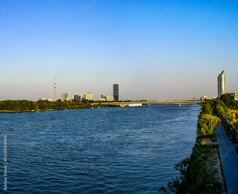 Danube city, river Danube, Vienna, Austria