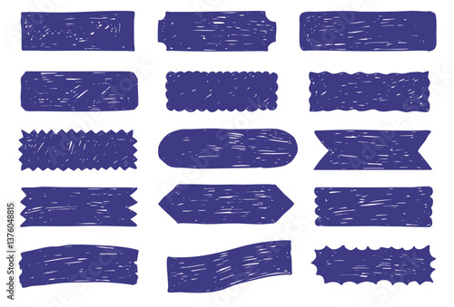 scribble title box illustration set