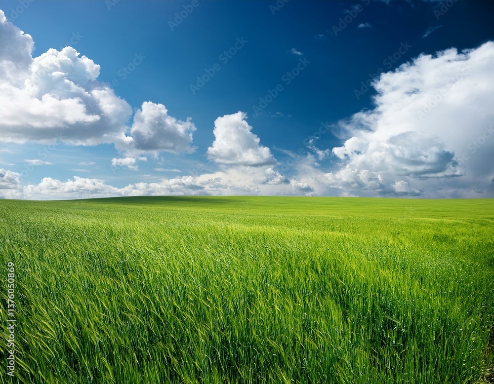 field of green grass with white clouds field of green grass with white clouds