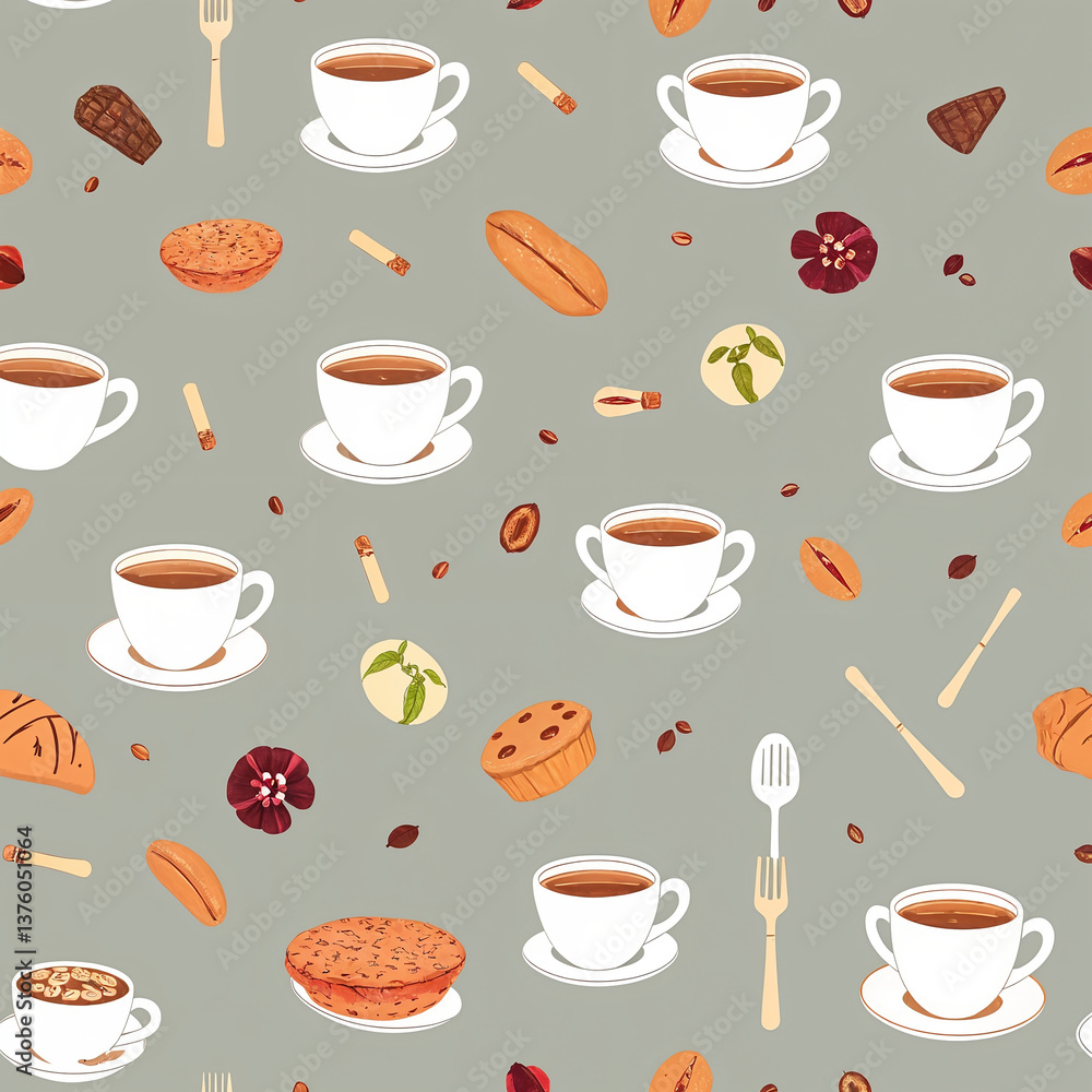 Obraz premium Seamless pattern design for coffee cafe