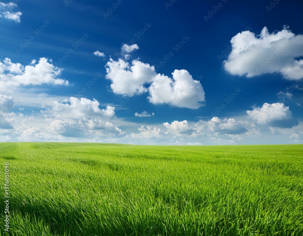 field of green grass with white clouds field of green grass with white clouds