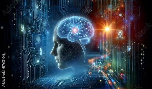 Wallpaper Mural Artificial Intelligence and Human Brain Interface: Future of Neural Technology Torontodigital.ca