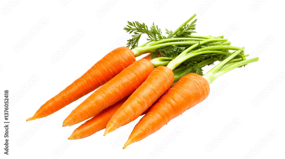 Fresh orange carrots with green leaves on black background, cut out transparent Fresh orange carrots with green leaves on black background, cut out transparent