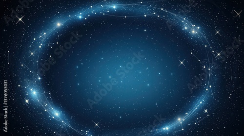 Wallpaper Mural A mesmerizing cosmic scene featuring a glowing circular formation surrounded by sparkling stars against a deep blue backdrop. Torontodigital.ca