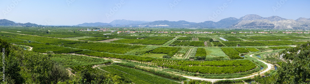 Fruchtbare Beckenlandschaft an der Makarska Riviera, Dalmatien,