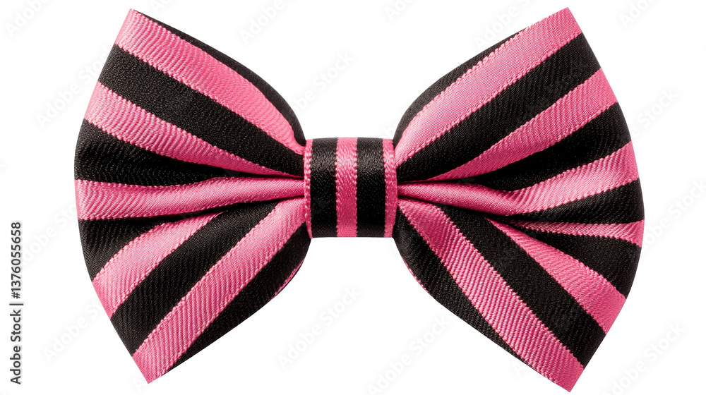 Black and pink striped bow tie on black background, cut out transparent Black and pink striped bow tie on black background, cut out transparent