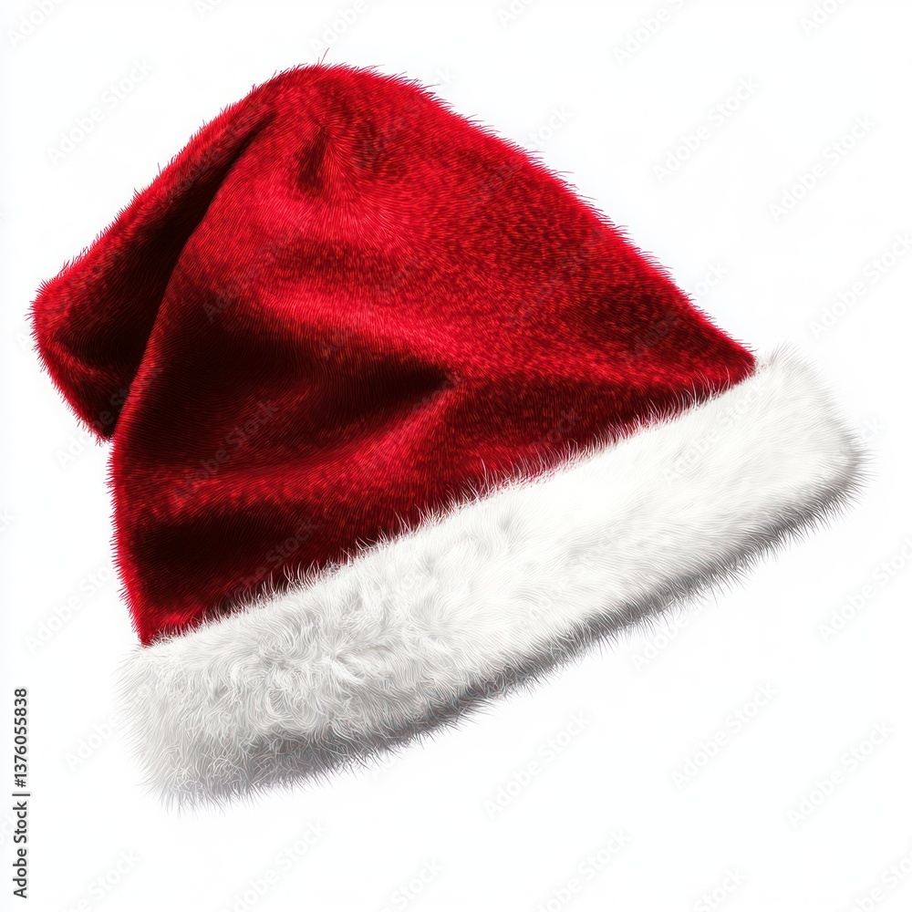Isolated Santa Hat with Fur Trim for Christmas Holiday Design Isolated Santa Hat with Fur Trim for Christmas Holiday Design