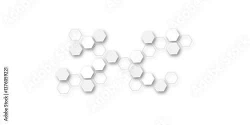 Sleek and Modern Abstract White and Grey Hexagonal Geometric Pattern Concept Designed for Use in High-Quality Templates, Digital Wallpapers, and Website Backgrounds"
