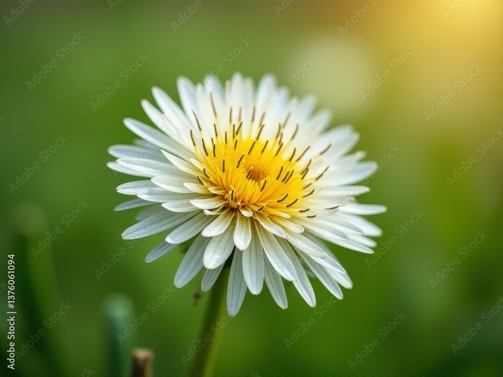 Obraz premium medicinal herbs and berries, traditional medicine White flower with yellow centers sits on a green stem. The flower is the main focus of the image