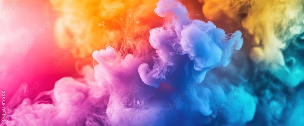Chromatic billowing, A vibrant cloudscape of swirling colorful essence