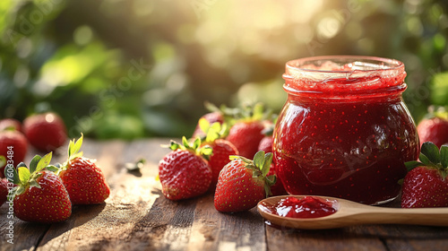 Wallpaper Mural Delicious homemade strawberry jam with fresh strawberries Torontodigital.ca