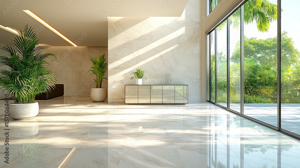 Fototapeta premium Luxurious lobby sunlight tropical view