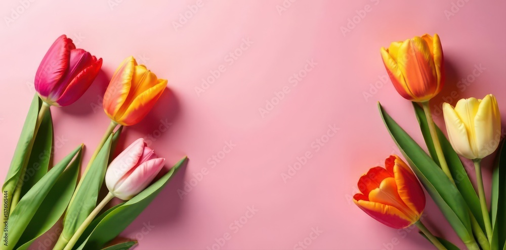 Pink background, matzah, colorful tulips, Passover banner , religious, pesach background Pink background, matzah, colorful tulips, Passover banner , religious, pesach background