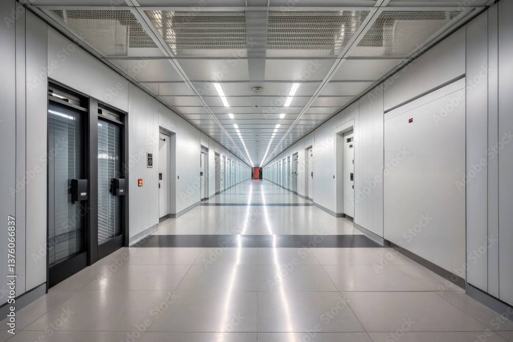 Quantum computing transforms cryptography security concept. Modern corridor with sleek design and bright lighting leading to a distant door. Quantum computing transforms cryptography security concept. Modern corridor with sleek design and bright lighting leading to a distant door.