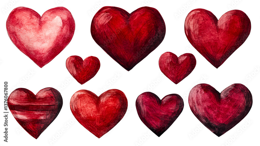Red heart illustrations for valentine's day backgrounds, cut out transparent Red heart illustrations for valentine's day backgrounds, cut out transparent