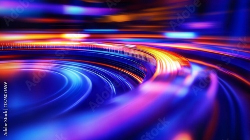 Pink and blue abstract background with gradient lighting for broadcasting studio with glowing elements