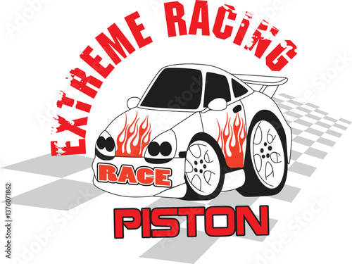 Extreme Racing Car with Flames