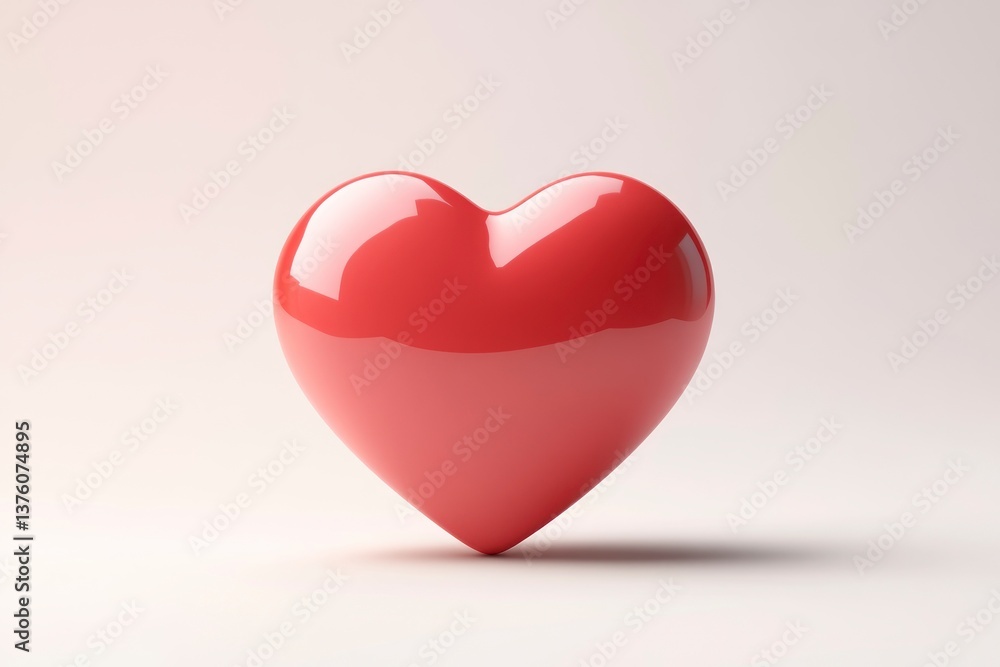 Red Heart Symbol on Neutral Background for Valentine's Day or Love Red Heart Symbol on Neutral Background for Valentine's Day or Love