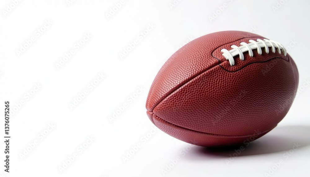 Close-up of an American football on white background, football, nfl, game day Close-up of an American football on white background, football, nfl, game day