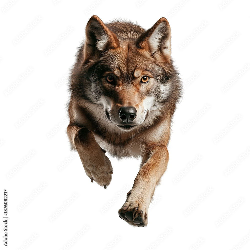 Fototapeta premium Wolf running through forest wildlife photography nature close-up