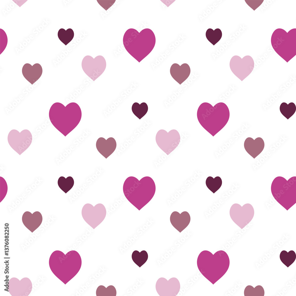 Seamless pattern with pleasant pink hearts on white background. Vector image. Seamless pattern with pleasant pink hearts on white background. Vector image.