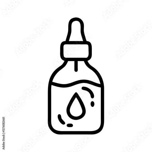 Liquid dropper bottle icon outline design on white background  
