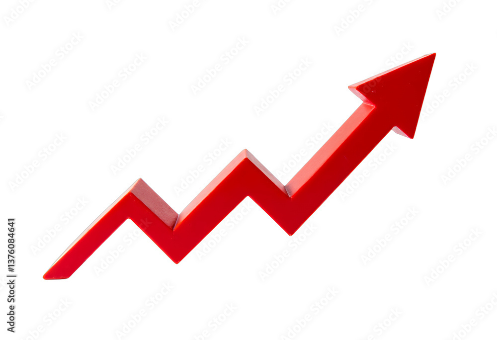 Red Zigzag Arrow Pointing Up - Growth, Progress, Transparent Background Red Zigzag Arrow Pointing Up - Growth, Progress, Transparent Background