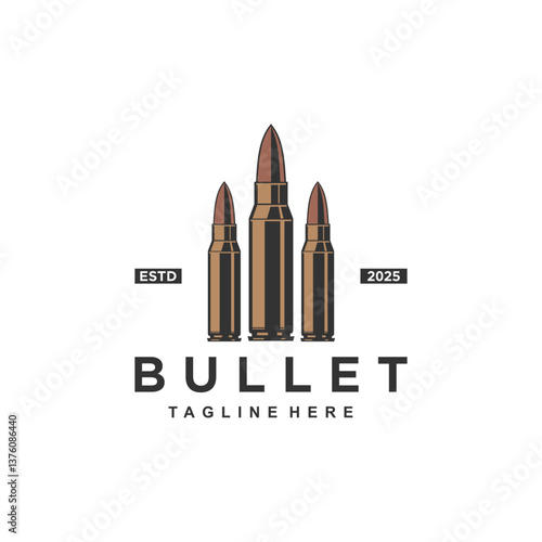 vintage bullet logo illustration vector design, icon, symbol, modern military bullet