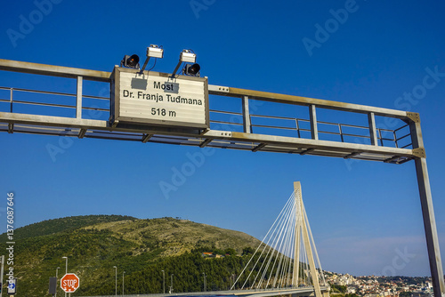 Obraz na płótnie Schrägseilbrücke, Most Dr. Franja Tudmana, Dubrovnik, Dalmatie w salonie